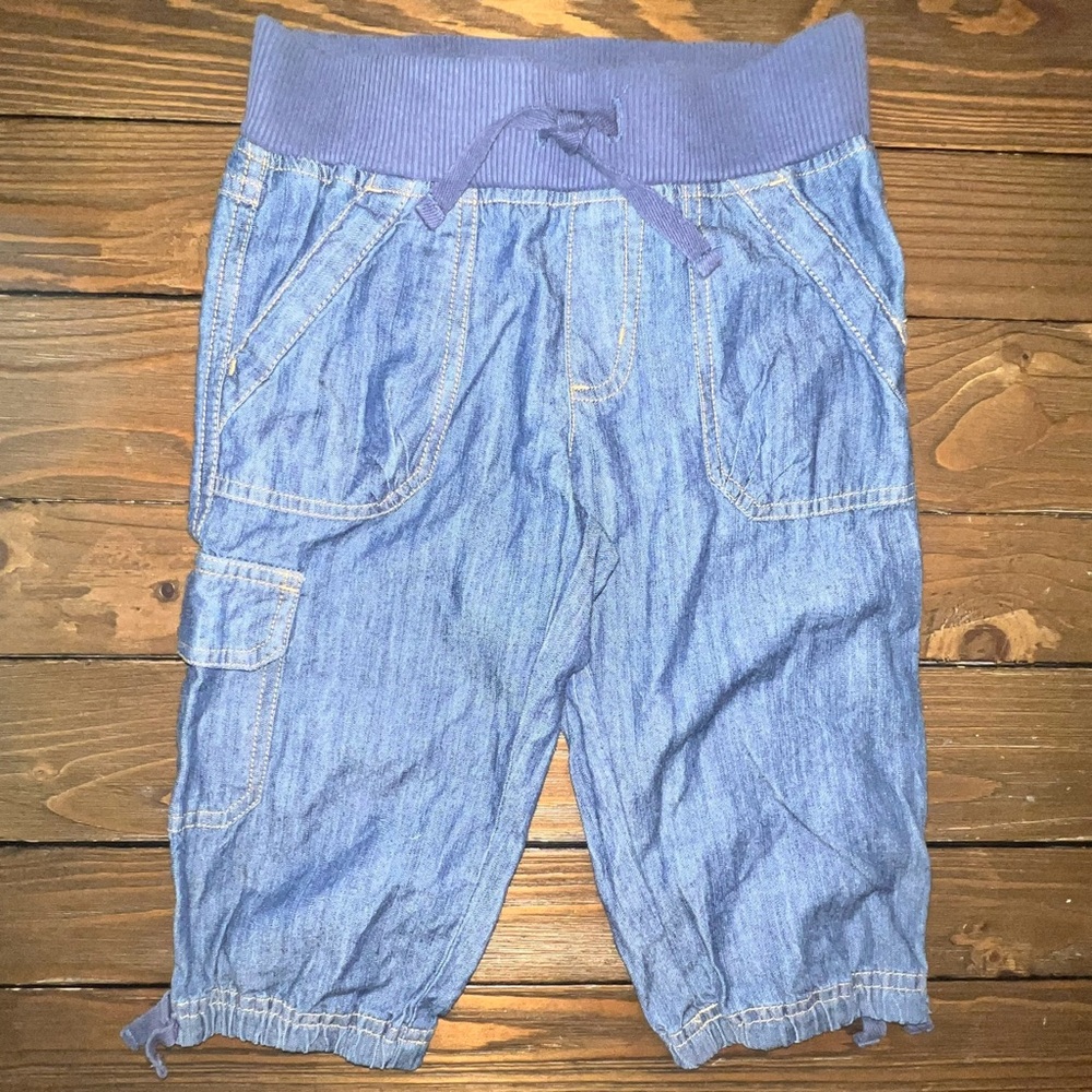 Epic Threads Girls Blue Denim Cargo Jeans Size 5 EUC